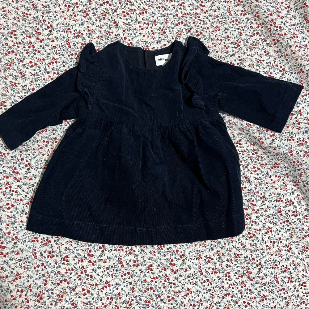 Miles the Label navy corduroy holiday dress, size 3M, EUC